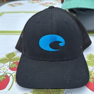 COSTA DEL MAR MESH FLEX-FIT Black CAP HAT  Blue Logo 7" Inside
